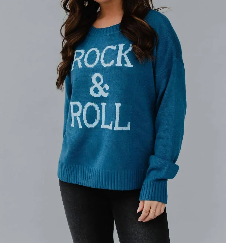 Stay Ahead In Style Rock & Roll Sweater In Blue & White
