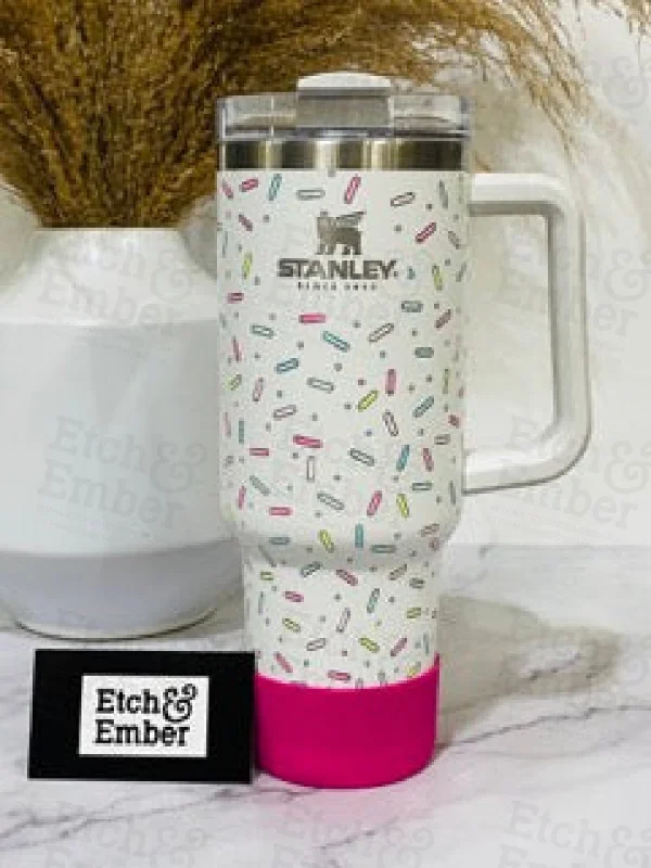 Flash Sale Fever SPRINKLES Custom With Surprise Coordinating Boot Engraved Stanley Adventure Quencher 40oz tumbler