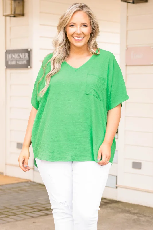 Elegant Attire Everyday Stunning Top, Kelly Green