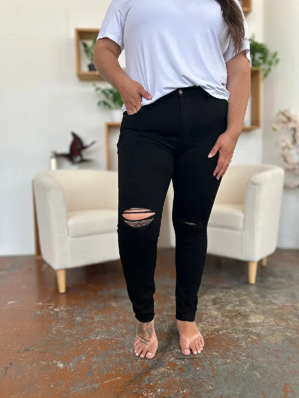 Limited Time Judy Blue Full Size Distressed Tummy Control High Waist Skinny Jeans