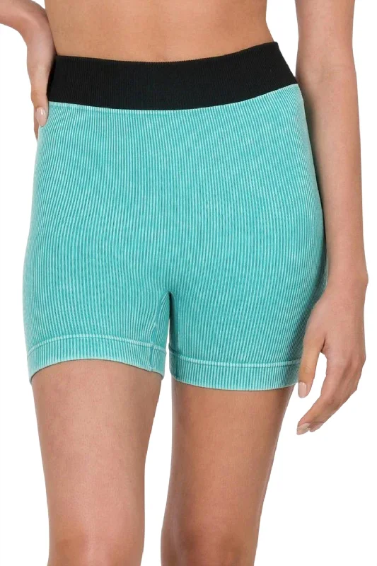 Feminine Grace Not Your Basic Seamless Short In Ice Blue