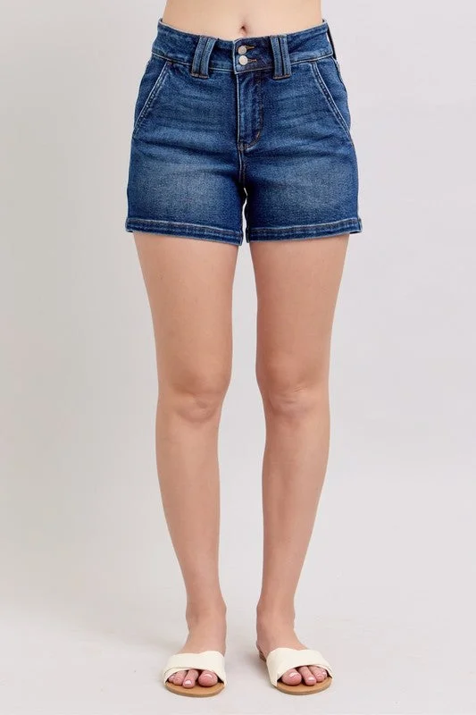 Effortless Comfort Judy Blue High Waist Double Button Shorts