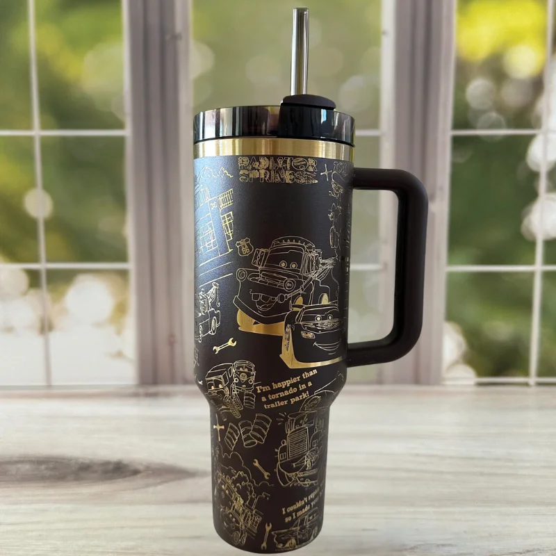 Unique Drinkware 40oz Tumbler With Laser Engraved Car Graphics