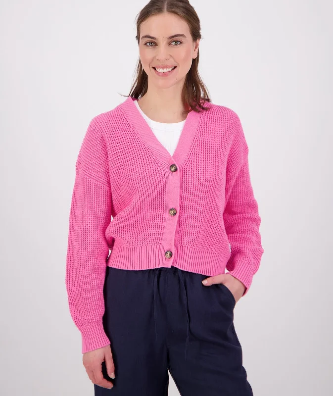 Minimalist Chic Swanndri Scholar Melrose V2 Crop Cardigan Raspberry