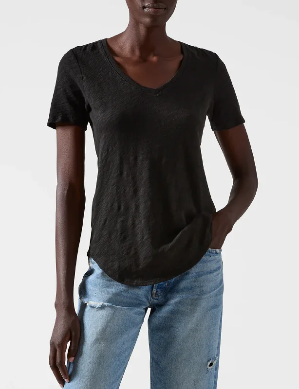 Trendsetting Threads Slub Jersey V-Neck Tee, Black