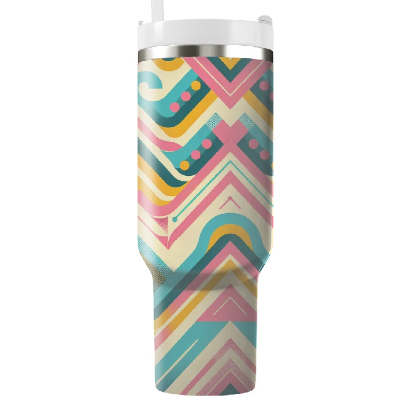 Promotional Tumblers Retro Triangle Waves Tumbler With Handle