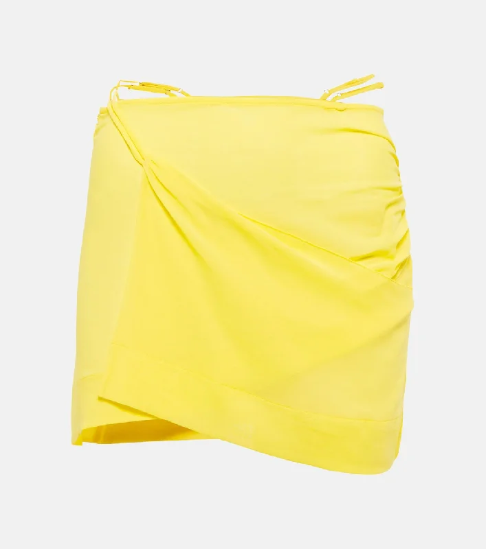 Trendy Street Style Nensi Dojaka Yellow Asymmetric Mini Skirt  UK S