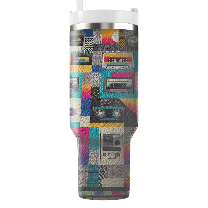 Chic Trends Unveiled Retro 80s Pop Culture Quilt Tumbler With Handle