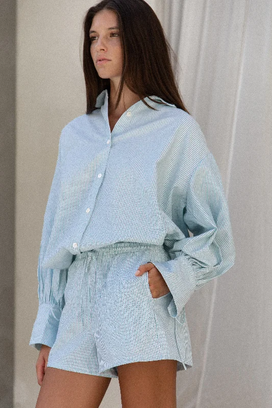 Premium Quality Garments Callie Striped Shirt Teal