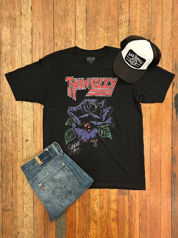 Stylish Savings Thin Lizzy Black Rose T-Shirt