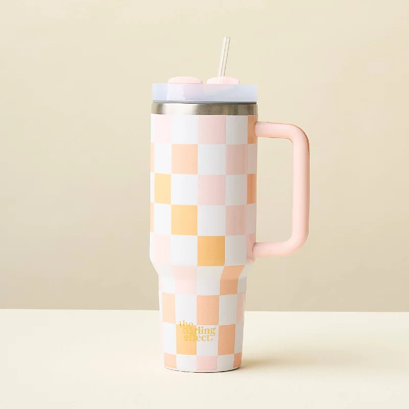 Glassware Promotion 40 oz Take Me Everywhere Tumbler-Check Peach