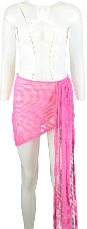 Vintage Elegance PrettyLittleThing Pink Net Drape Beach Skirt UK 10