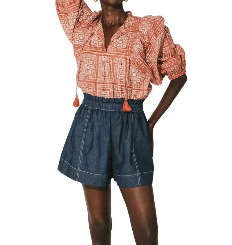Cottagecore Rustic Charm Style Rian Short In Chambray