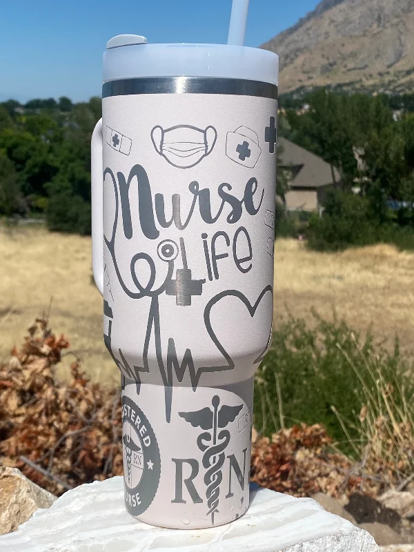 Ride The Style Wave Nurse Design Custom Stanley Adventure Quencher 40 oz tumbler