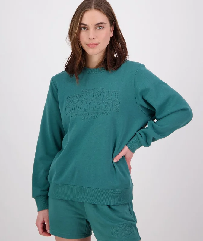 Statement Piece Swanndri Scholar Embroidered Crew Jade Green
