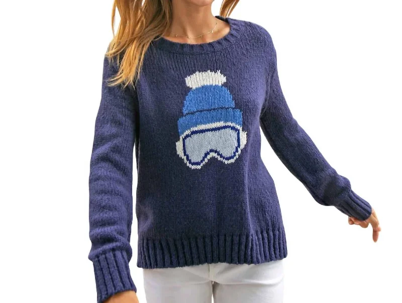 Trendy Women's Collection Ski Babe Crew Sweater In Navy