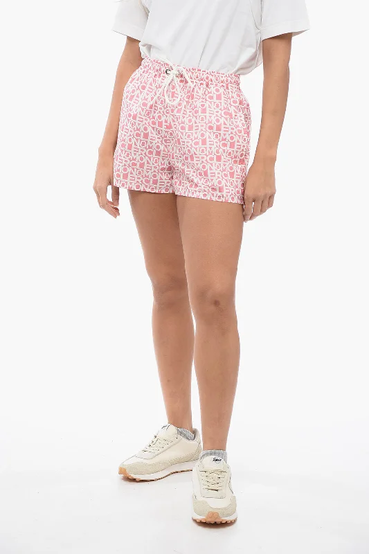 Versatile Outfits Moncler Monogram Nylon Shorts with Drawstring