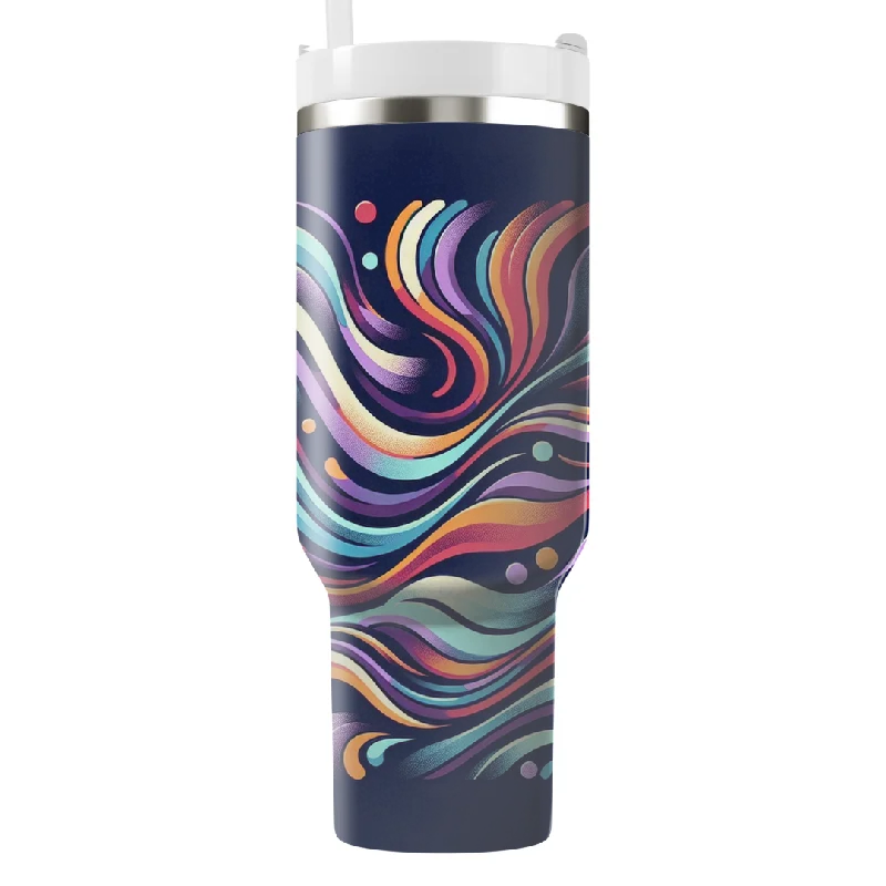 Unleash Your Fashion Retro Abstract Waves Tumbler With Handle