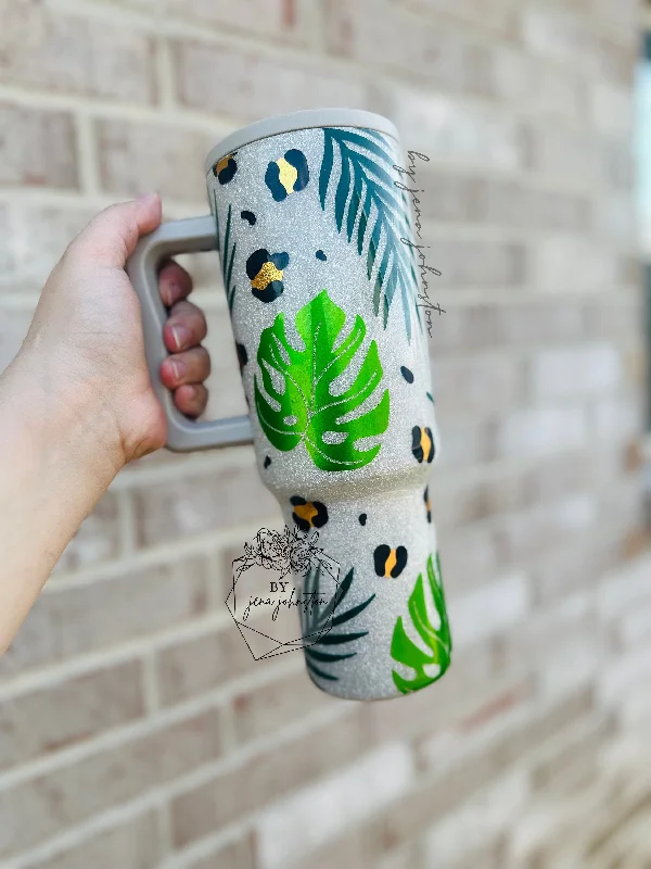 Step Ahead, Lead The Trend Nude Monstera Epoxy Tumbler