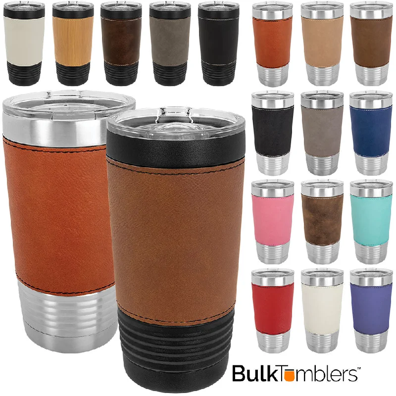Glass Drinkware Blank 20 oz Leatherette Tumbler, Insulated Stainless Steel + Lid