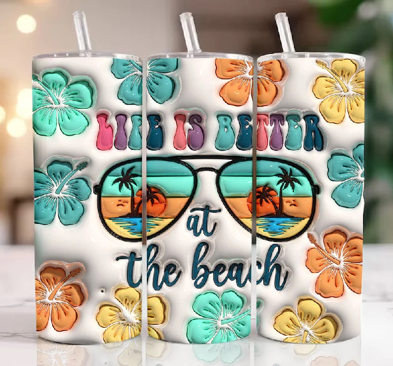 Eco-Conscious Drinkware 3D Summer Vibes Inflated Tumbler Wrap, 3D Life is better at the beach Tumbler Wrap, 3D Tropical Flowers Puffy 20oz Skinny Sublimation 3D Eco-Conscious Drinkware 3D Summer Vibes Inflated Tumbler Wrap, 3D Life is better at the beach Tumbler Wrap, 3D Tropical Flowers Puffy 20oz Skinny Sublimation 3D