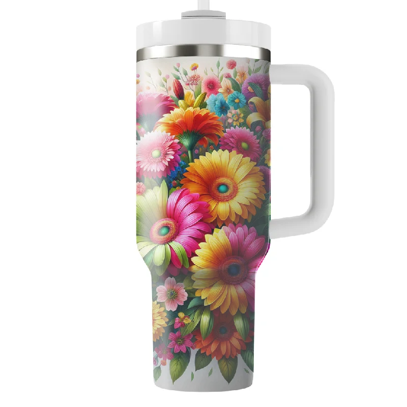 Unleash Your Trendy Side Radiant Floral Bliss Tumbler With Handle