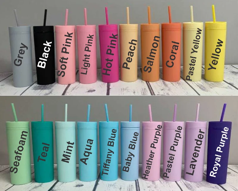 Reusable Drinkware Deals 16oz Plastic Skinny  w/Straw