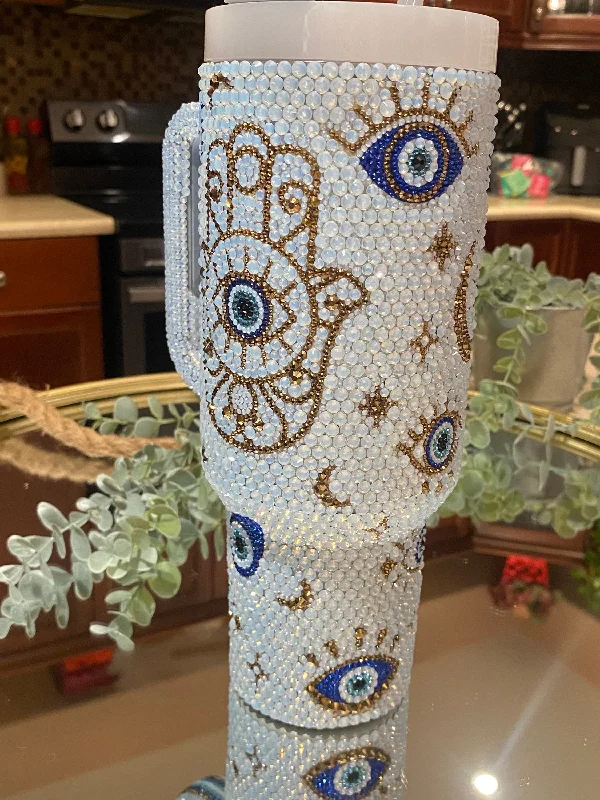 Special Drinkware Promotion 40 Oz Opal Evil Eye Bling Tumbler