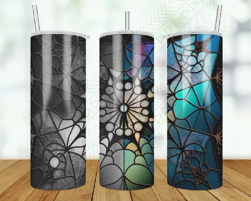 Stylish Drinkware Collection Spider Design Stain Glass Tumbler