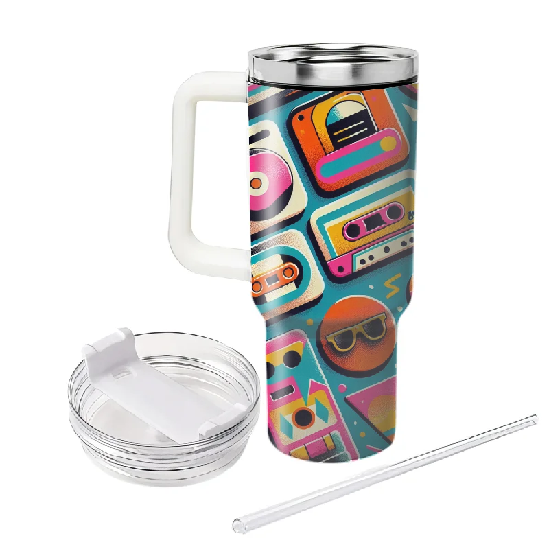 Sale Event, Prices Rock Retro Music Vibes Tumbler with Handle Straw and Lid