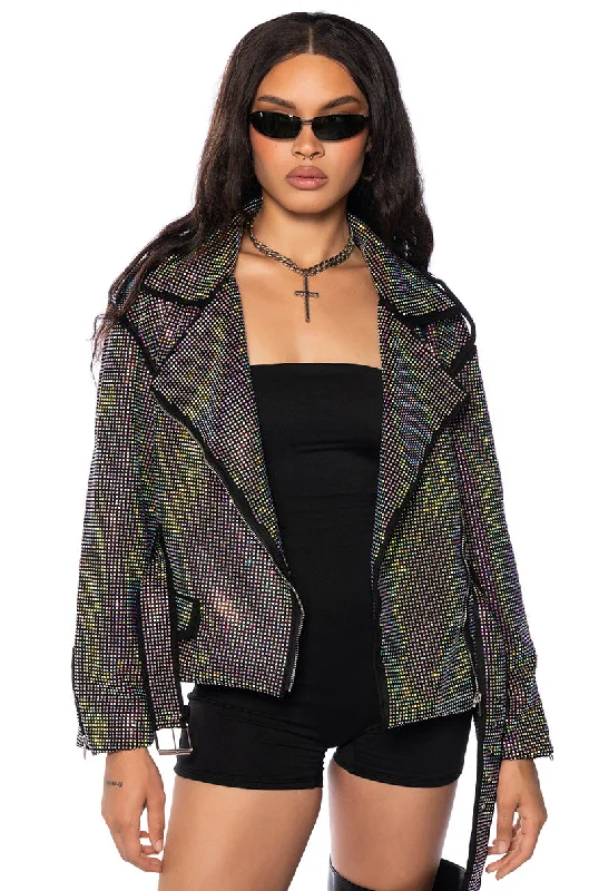 Eclectic Style Wardrobe PARIS CRYSTAL WRAP MOTO JACKET