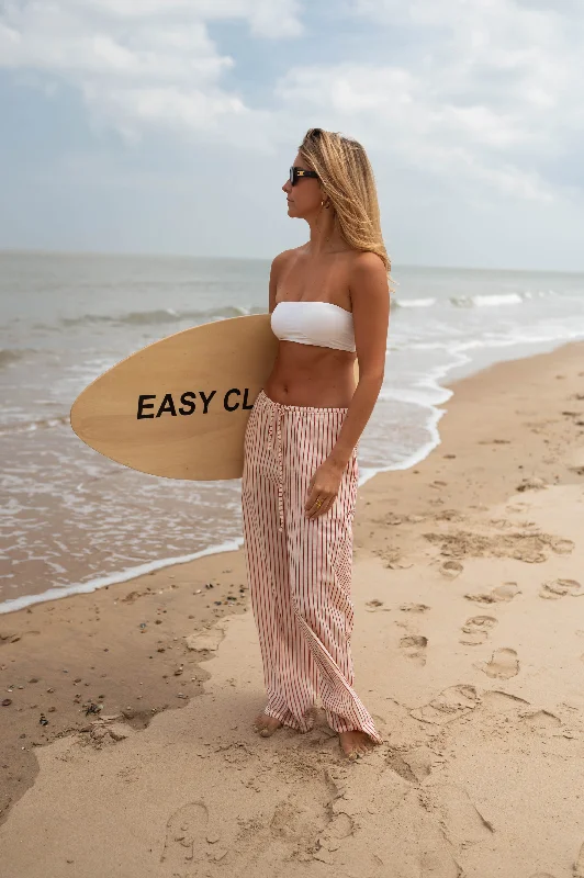 Sustainable Fashion Extravaganza Ecru and Red Striped Lamya Pants