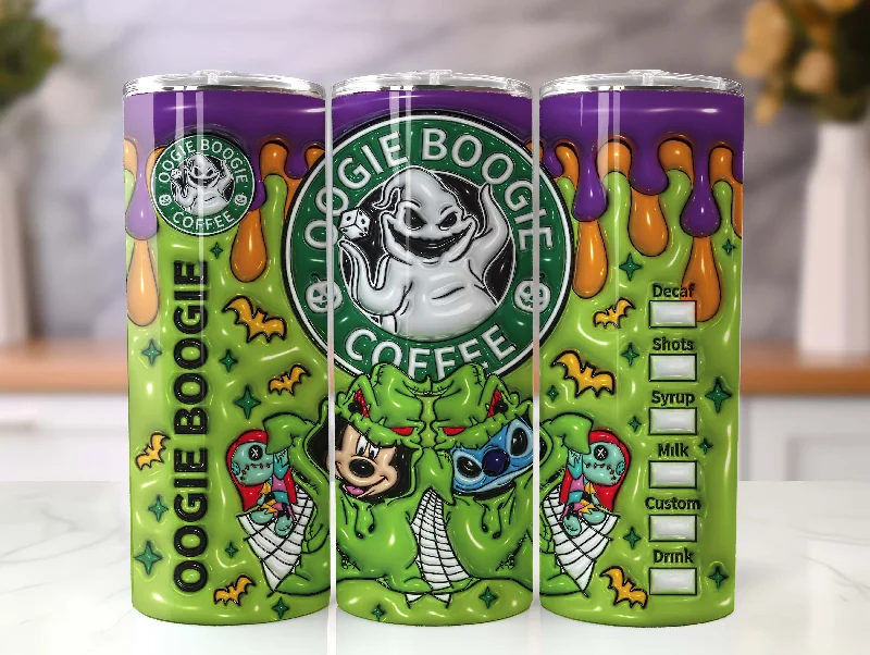 Stainless Drinkware Sale 3D Inflated Horror Character Tumbler Wrap, 20oz Skinny Tumbler, Cartoon 3D Inflated, Spooky Vibes Png, Halloween Png, Spooky Season